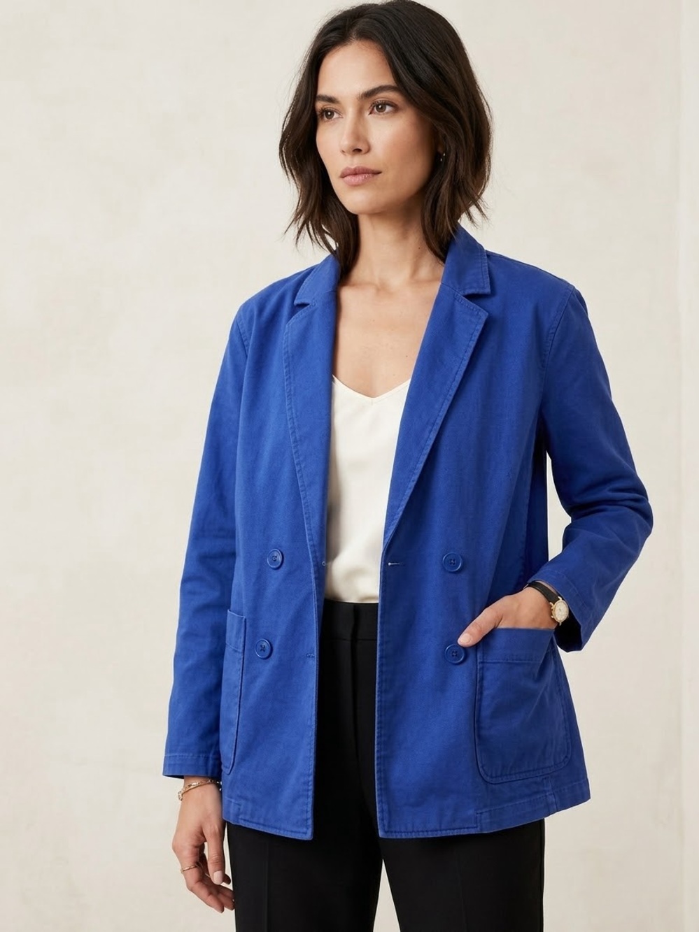 Madewell Regenerative Women’s Size Small US Long Sleeves Crossover Blazer Blue